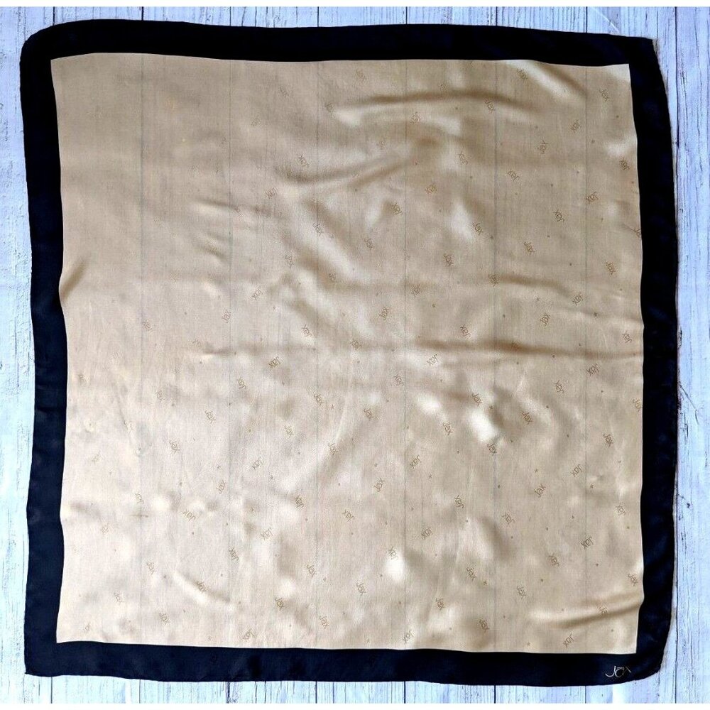 Jax Women Square Scarf Gold Satin 100% Silk Hand Rolled 34"* 34 Made In Korea